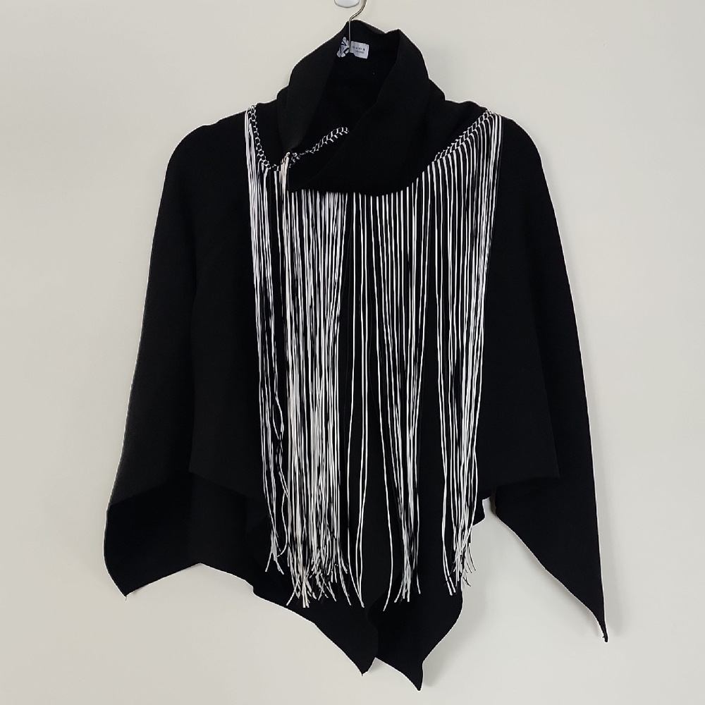 Black and White Fringe Sweater